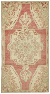 Gekro Gümüş Kırmızı Madalyonlu Pamuk Yün Dokuma Halı 110x208 cm