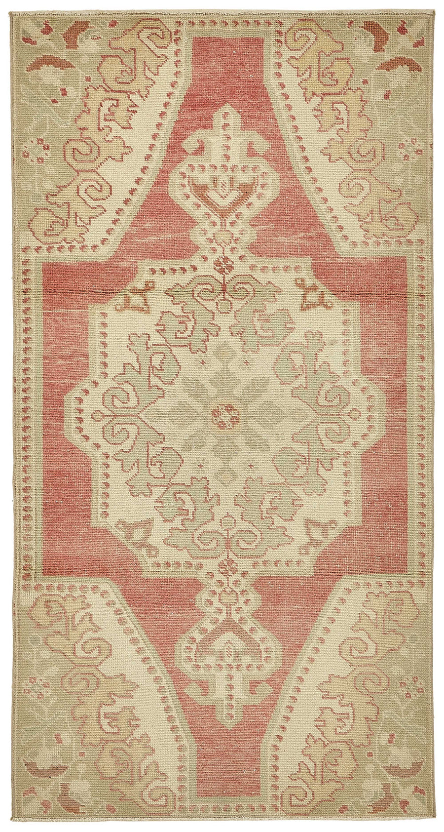 Gekro Gümüş Kırmızı Madalyonlu Pamuk Yün Dokuma Halı 110x208 cm