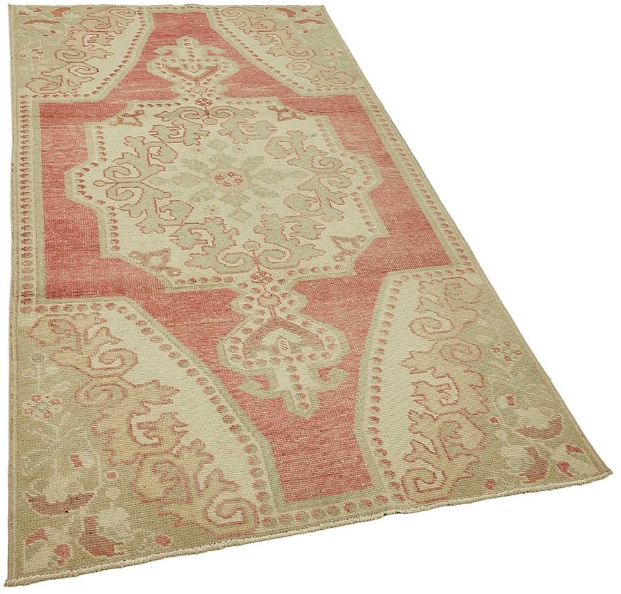 Gekro Gümüş Kırmızı Madalyonlu Pamuk Yün Dokuma Halı 110x208 cm – genel görünüm