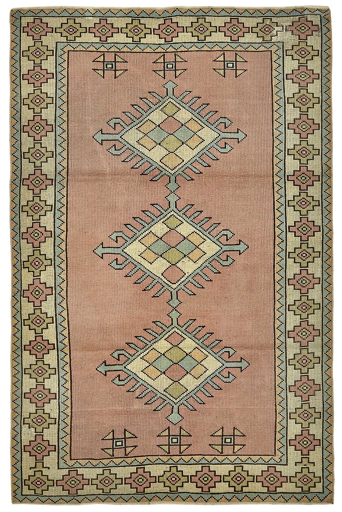 Gekro Gümüş Halı, Geometrik Madalyon Desenli Vintage 124x190 cm 49850