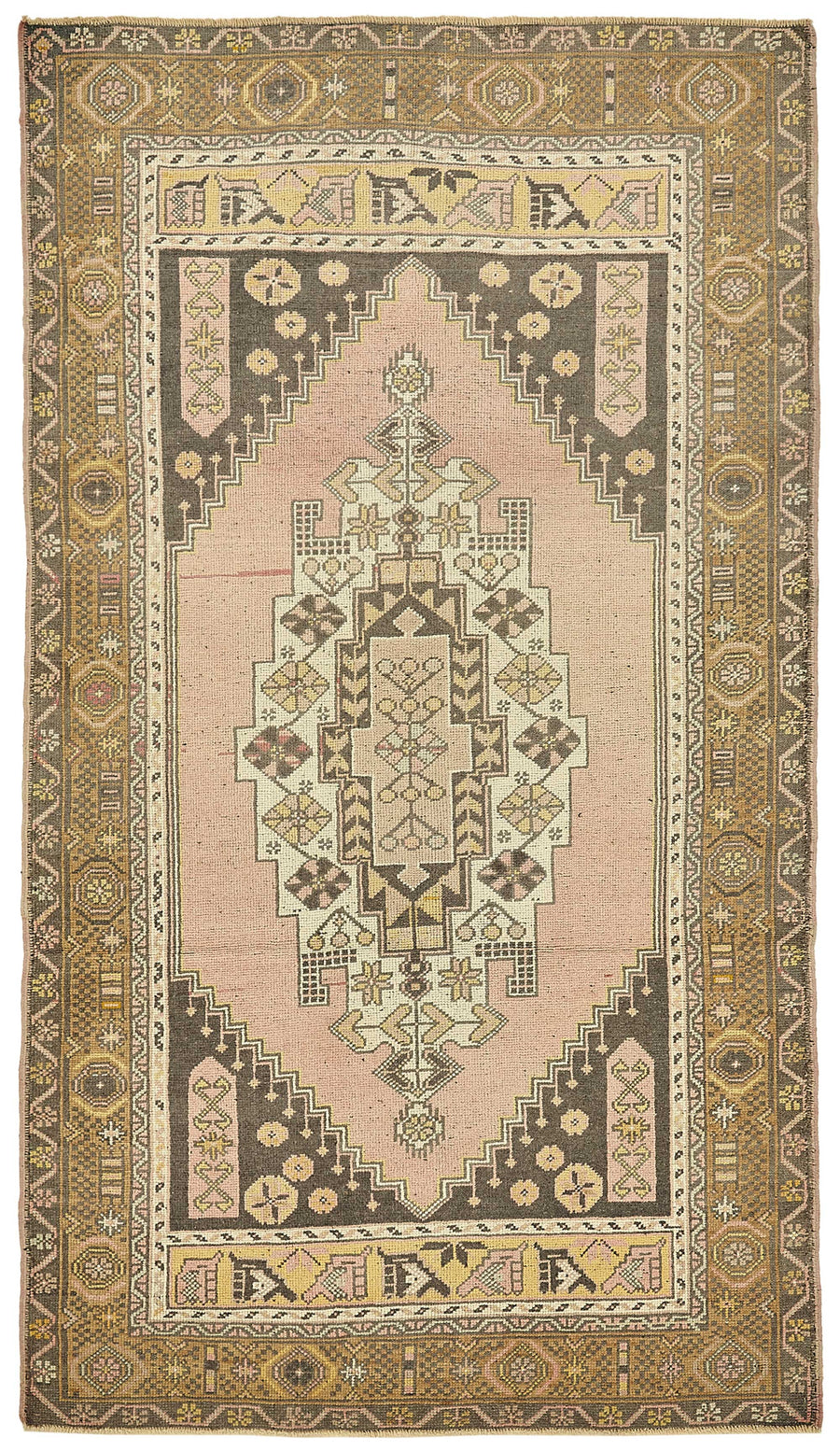 Gekro Anadolu Halısı Pembe Kahverengi Geometrik Desenli 125x220 cm