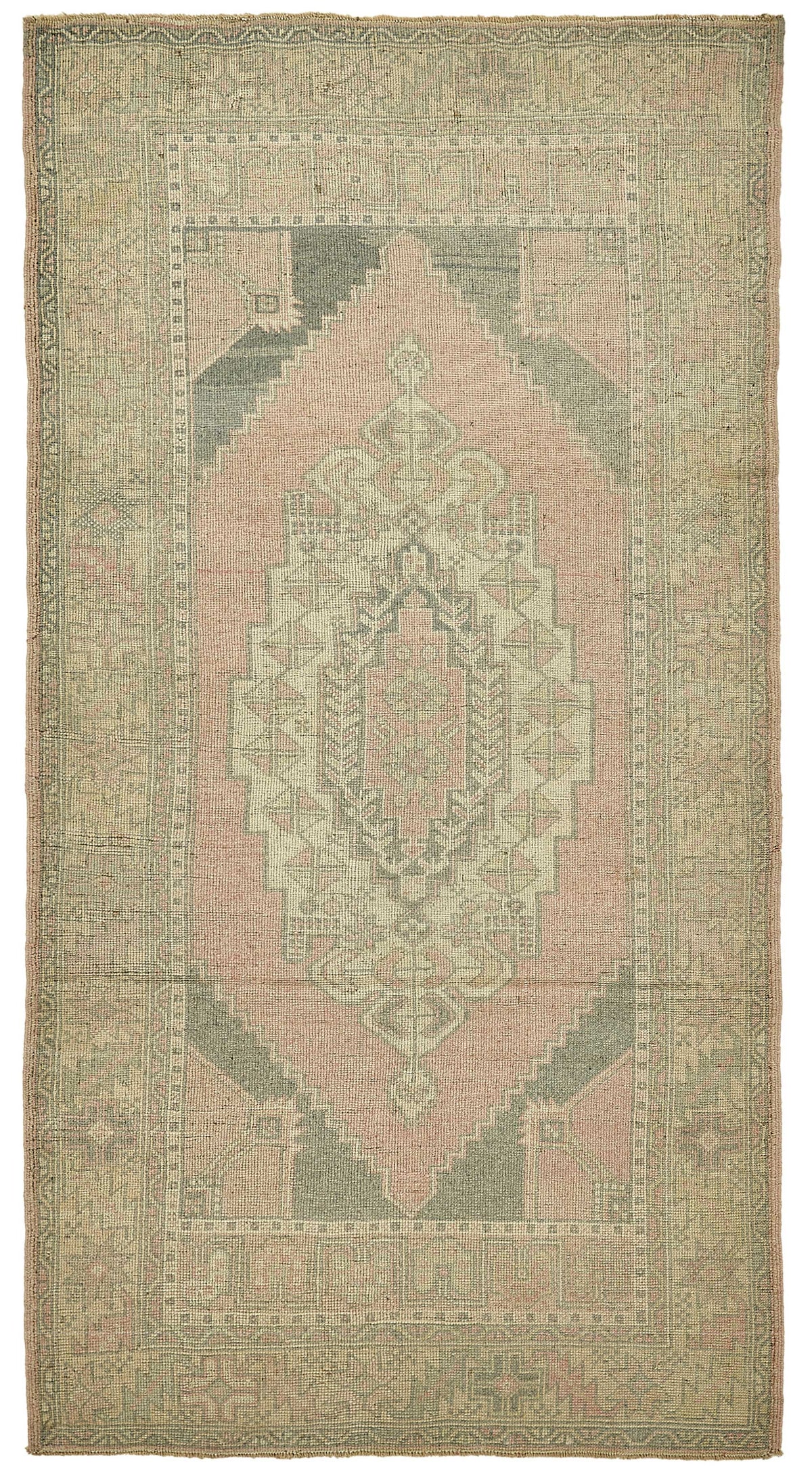 Gekro Pembe Bej Geometrik Etnik El Dokuma Halı 120x225 cm