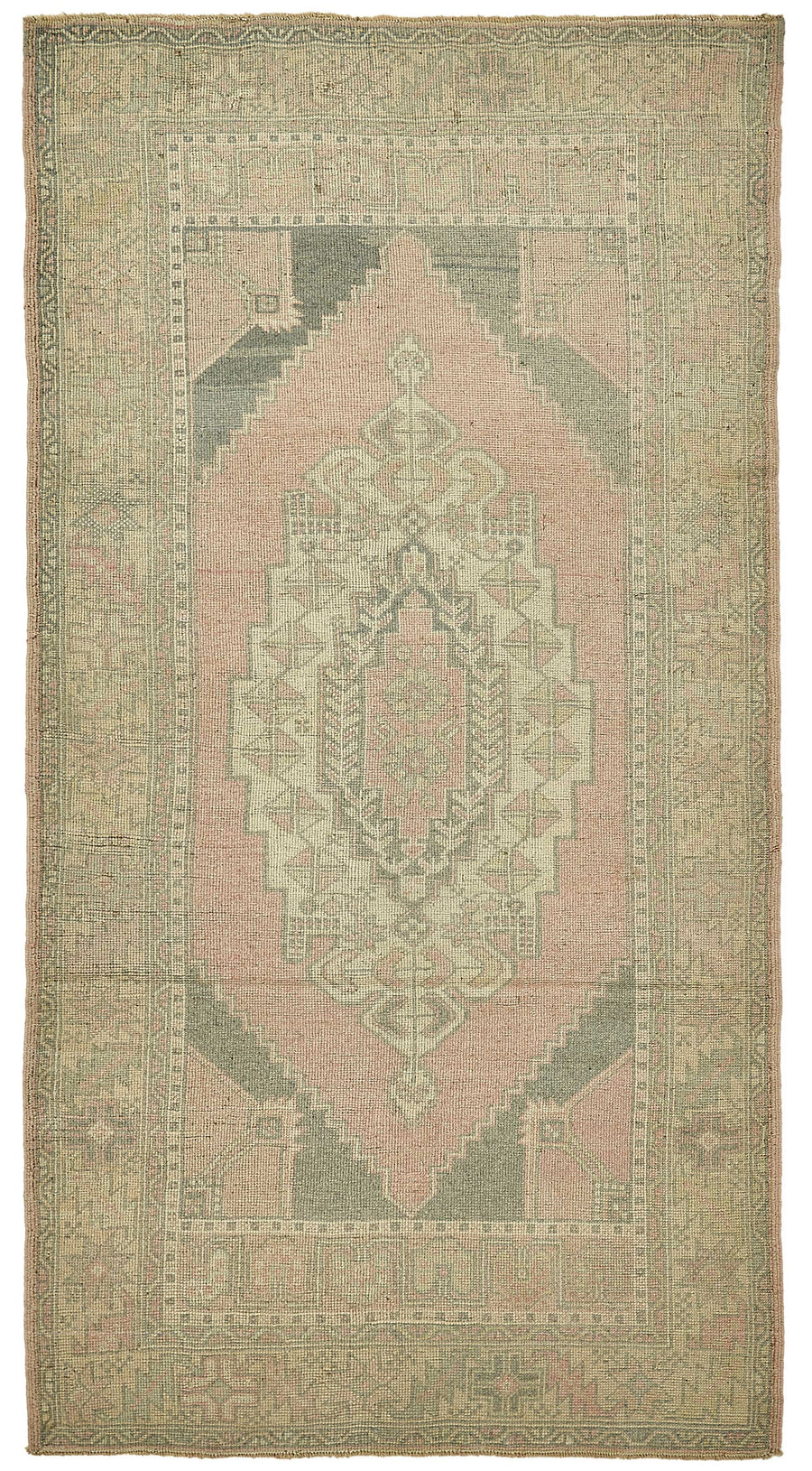 Gekro Pembe Bej Geometrik Etnik El Dokuma Halı 120x225 cm