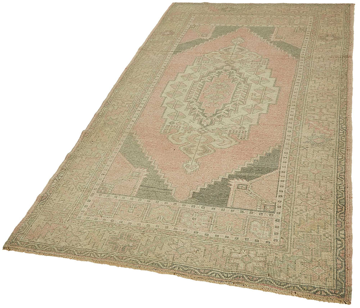 Gekro Pembe Bej Geometrik Etnik El Dokuma Halı 120x225 cm – doku yakın çekim