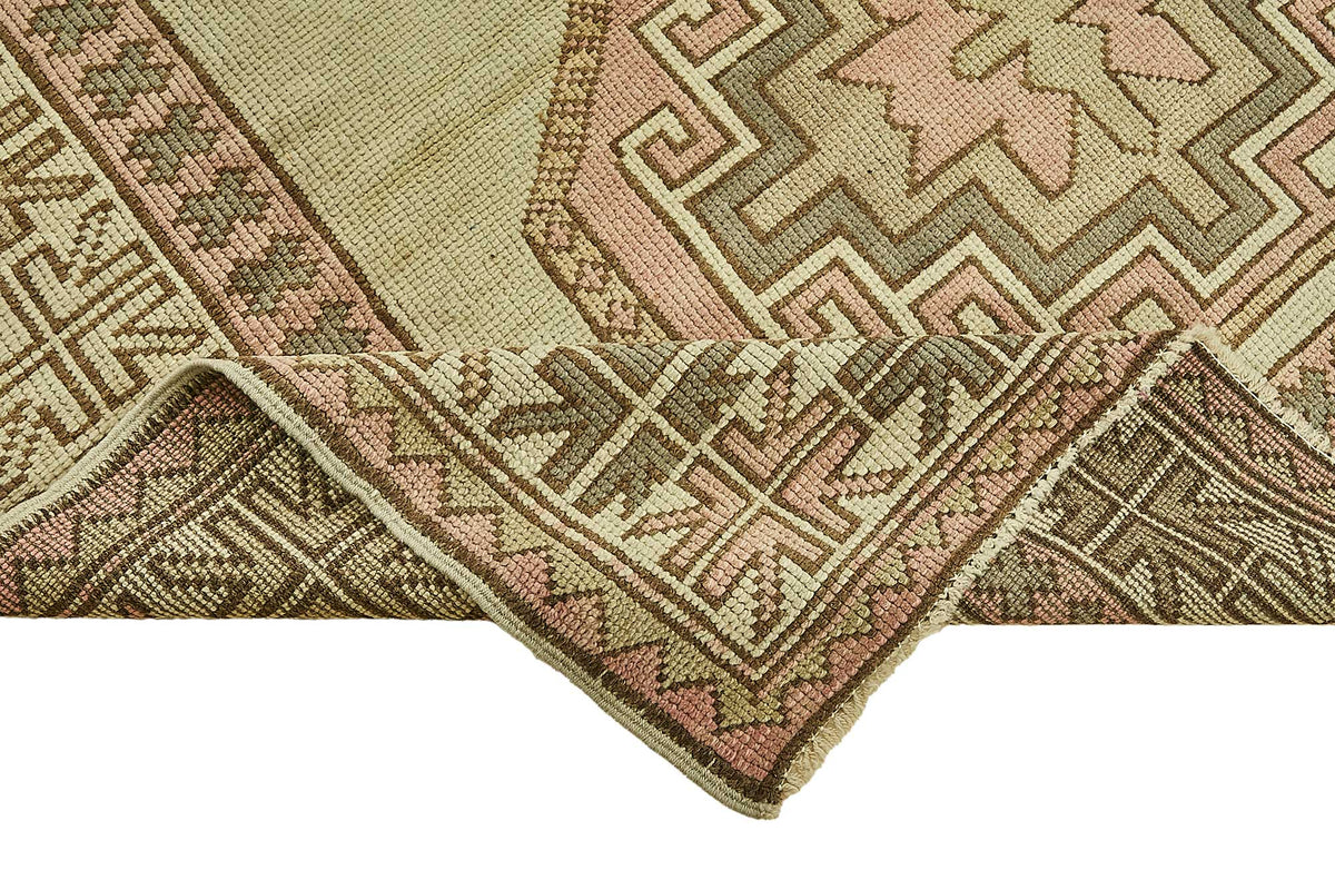 Gekro Vintage Bej Madalyon Desenli Yün Halı 150x215 cm – kenar detayı