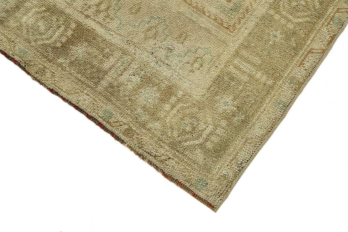 Gekro Madalyon Desenli Bej Kahverengi El Dokuma Halı 106x210 cm – detay görünümü
