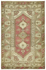 Gekro Bej Geometrik Desenli Vintage Yün Halı 121x191 cm