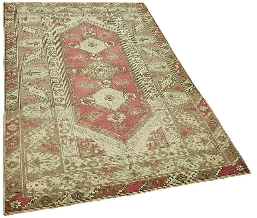 Gekro Bej Geometrik Desenli Vintage Yün Halı 121x191 cm – genel görünüm