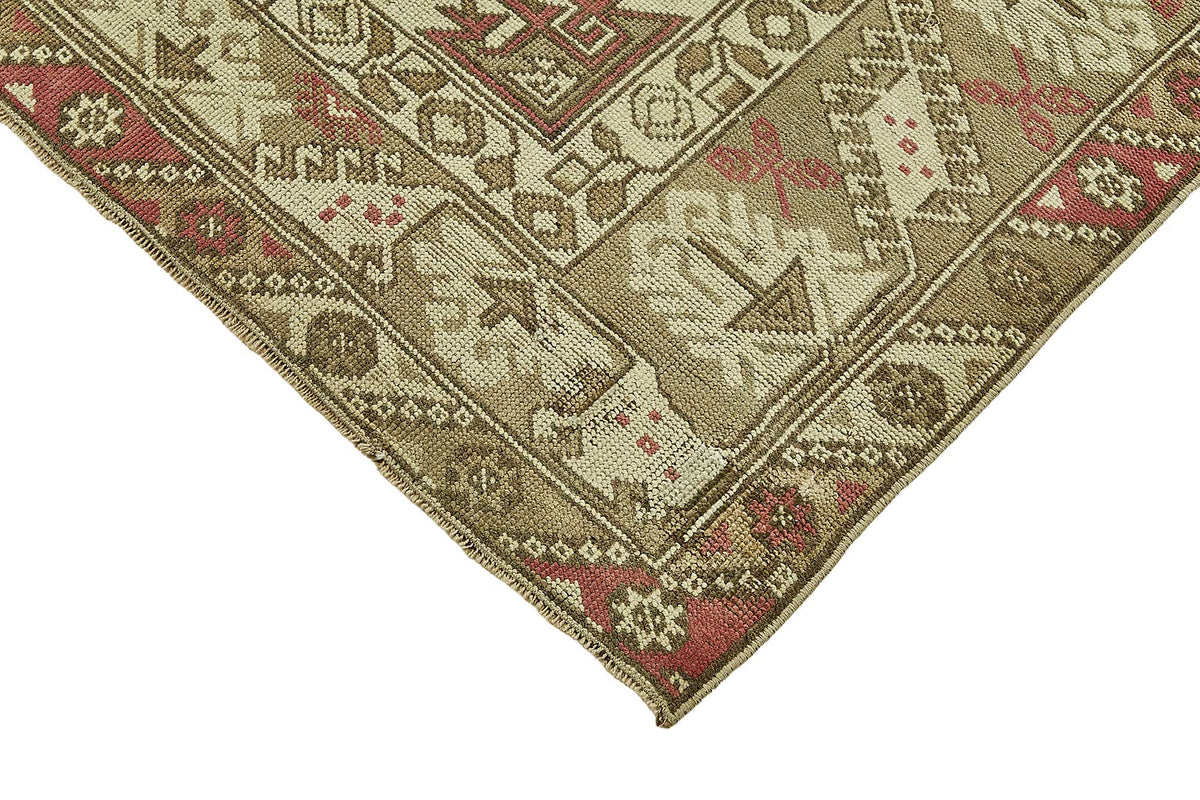 Gekro Bej Geometrik Desenli Vintage Yün Halı 121x191 cm – detay görünümü