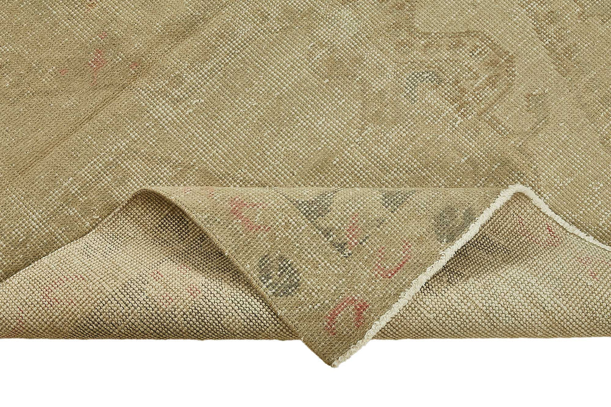 Gekro Bej Gri Madalyon Desenli Klasik Yün El Dokuma Halı 136x227 cm – kenar detayı