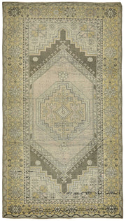 Gekro Bej Gri Geometrik Desenli Yün El Dokuma Halı 127x217 cm
