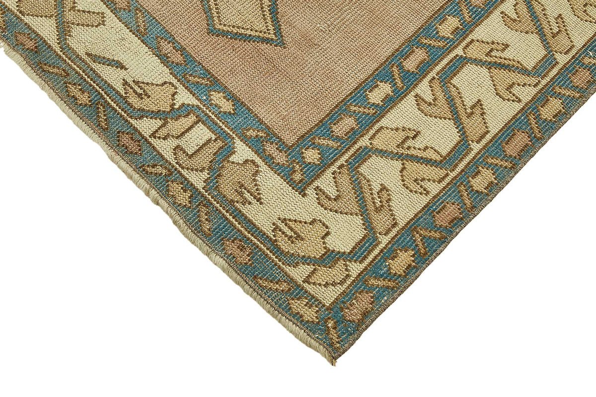 Gekro 30-50 Yıllık Bej Mavi Geometrik Desenli El Dokuma Halı 145x220 cm – detay görünümü