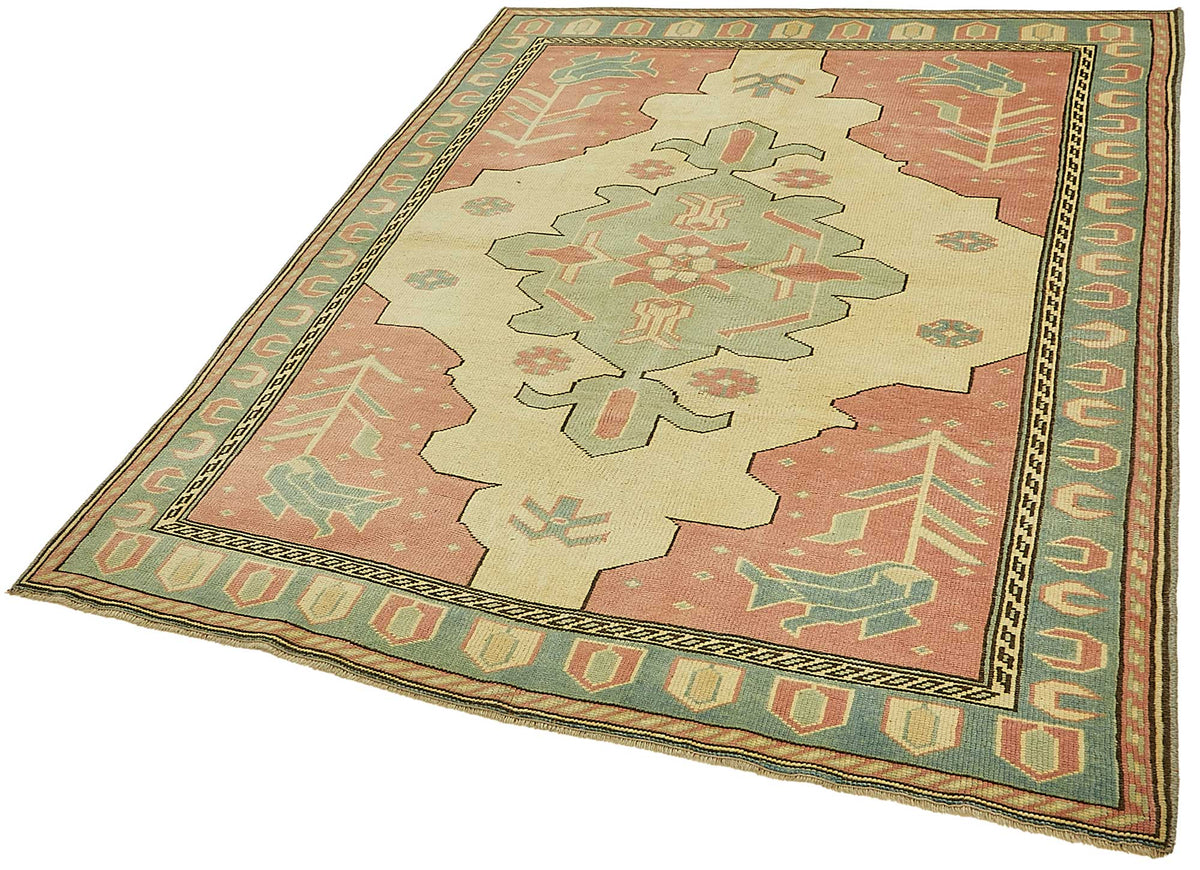 Gekro Bej Gümüş Geometrik Desenli Etnik El Dokuma Halı 152x200 cm – doku yakın çekim