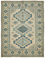 Kavale Madalyon Desenli Bej Mavi Vintage El Dokuma Halı 174x220 cm
