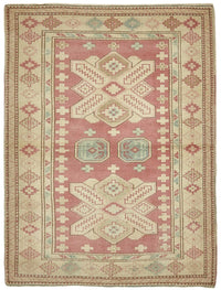 Gekro Açık Pembe Halı Geometrik Desenli Etnik Dokuma 116x155 cm