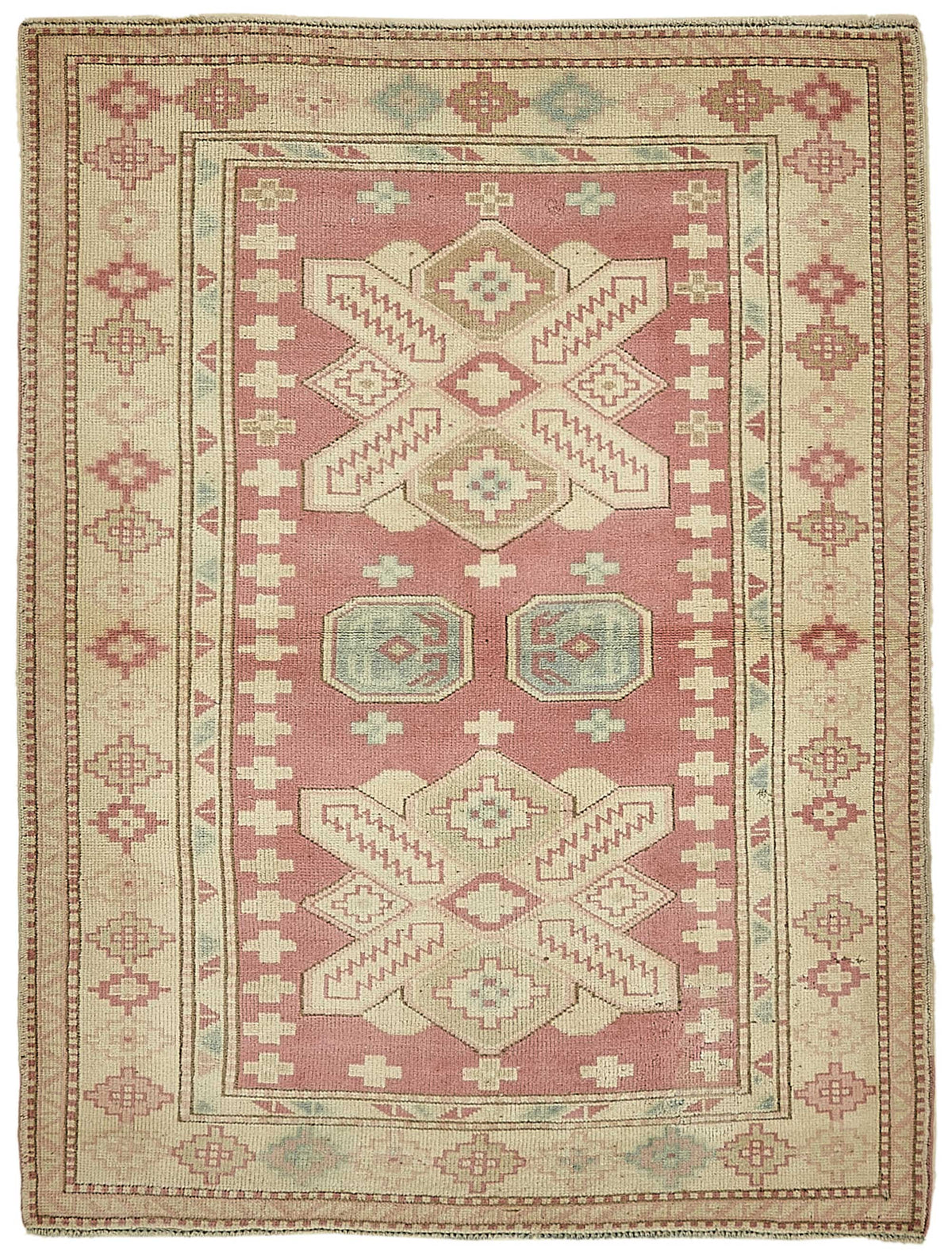 Gekro Açık Pembe Halı Geometrik Desenli Etnik Dokuma 116x155 cm