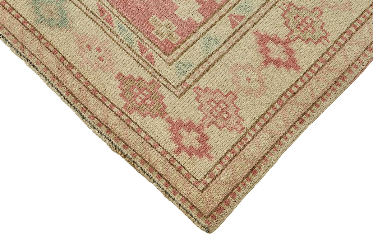 Gekro Açık Pembe Halı Geometrik Desenli Etnik Dokuma 116x155 cm – detay görünümü