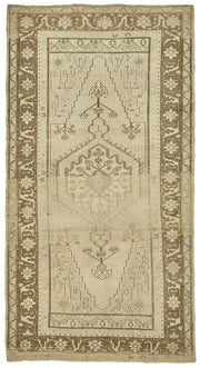 Kavale Geometrik Desenli Bej Rengi El Dokuma Halı 140x257 cm