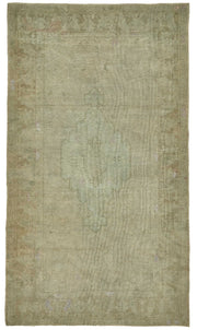 Kavale Madalyon Desenli Yeşil Bej Eskitme El Dokuma Halı 144x245 cm