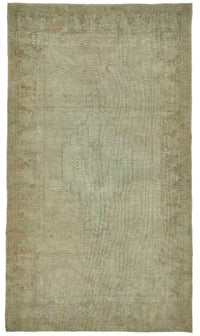 Kavale Madalyon Desenli Yeşil Bej Eskitme El Dokuma Halı 144x245 cm