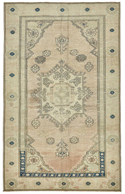 Gekro Bej Lacivert Geometrik Etnik El Dokuma Halı 142x227 cm