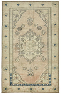 Gekro Bej Lacivert Geometrik Etnik El Dokuma Halı 142x227 cm