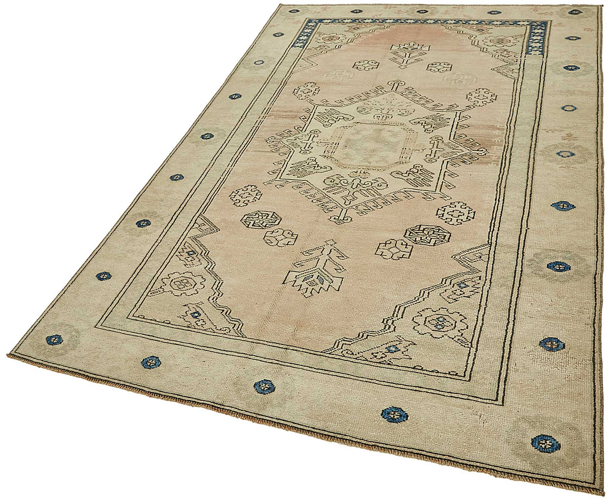Gekro Bej Lacivert Geometrik Etnik El Dokuma Halı 142x227 cm – doku yakın çekim