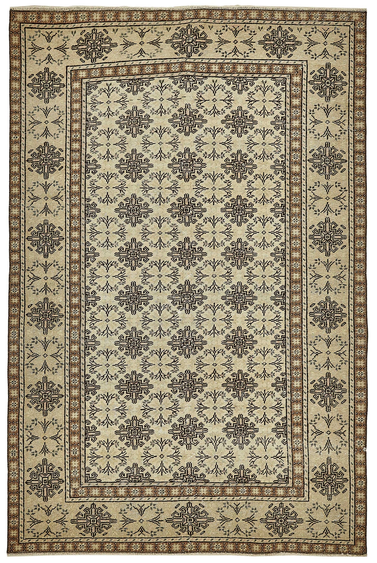 Gekro Anadolu El Dokuma Bej Kahverengi Geometrik Halı 118x175 cm 49923