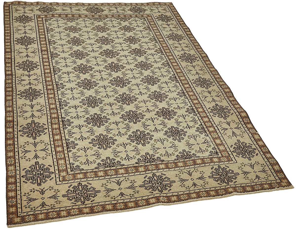 Gekro Anadolu El Dokuma Bej Kahverengi Geometrik Halı 118x175 cm 49923 – genel görünüm