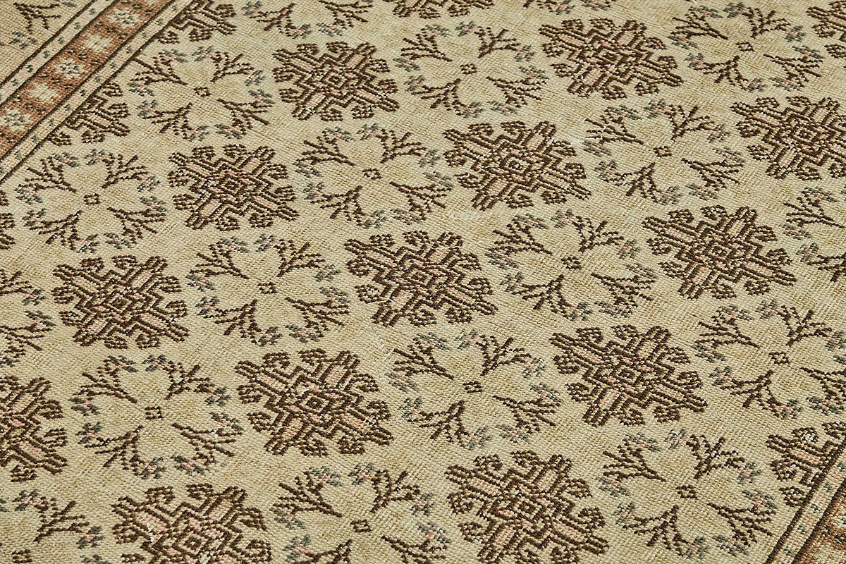 Gekro Anadolu El Dokuma Bej Kahverengi Geometrik Halı 118x175 cm 49923 – mekânda kullanım