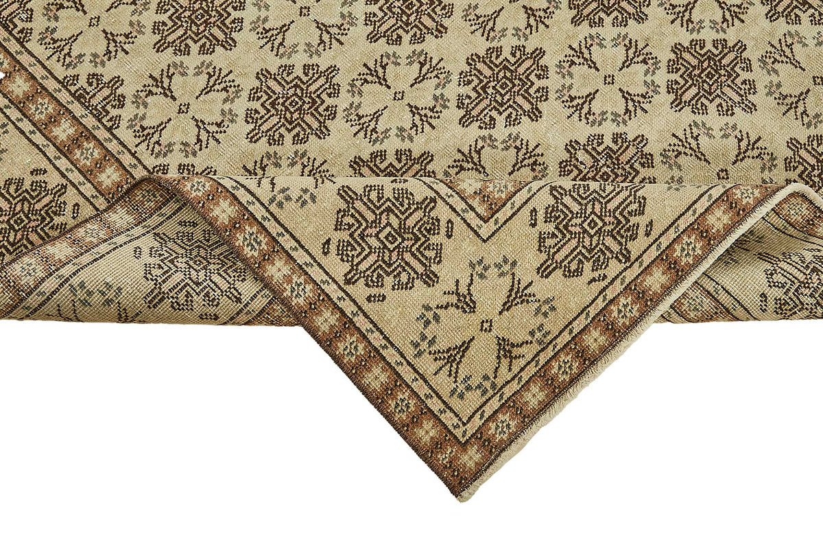 Gekro Anadolu El Dokuma Bej Kahverengi Geometrik Halı 118x175 cm 49923 – kenar detayı