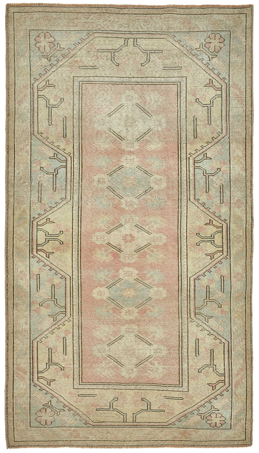 Gekro Bej, Pembe ve Gri Geometrik Modern Halı 124x214 cm 49927