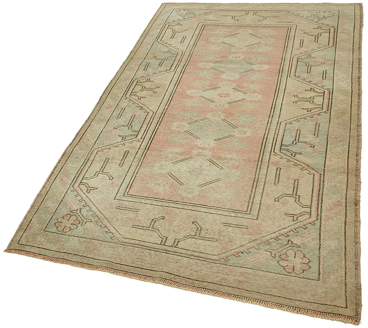 Gekro Bej, Pembe ve Gri Geometrik Modern Halı 124x214 cm 49927 – doku yakın çekim