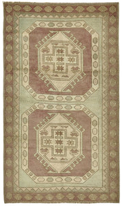 Gekro Geometrik Desenli Kahverengi Bej El Dokuma Halı 104x181 cm