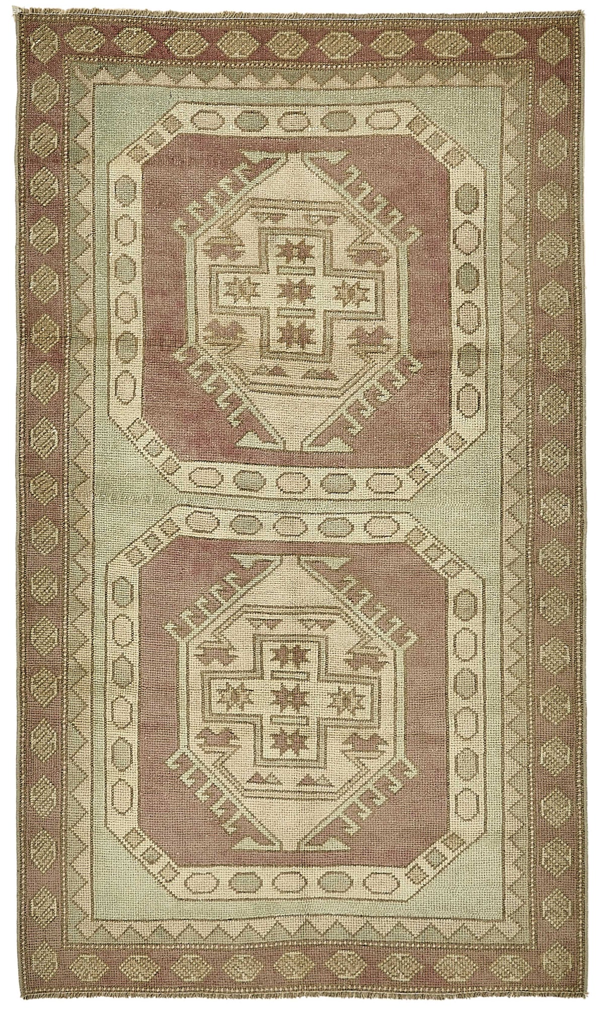 Gekro Geometrik Desenli Kahverengi Bej El Dokuma Halı 104x181 cm
