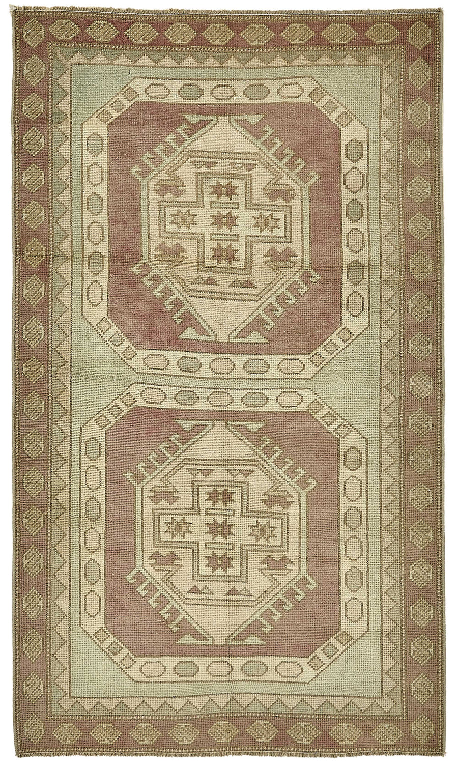 Gekro Geometrik Desenli Kahverengi Bej El Dokuma Halı 104x181 cm