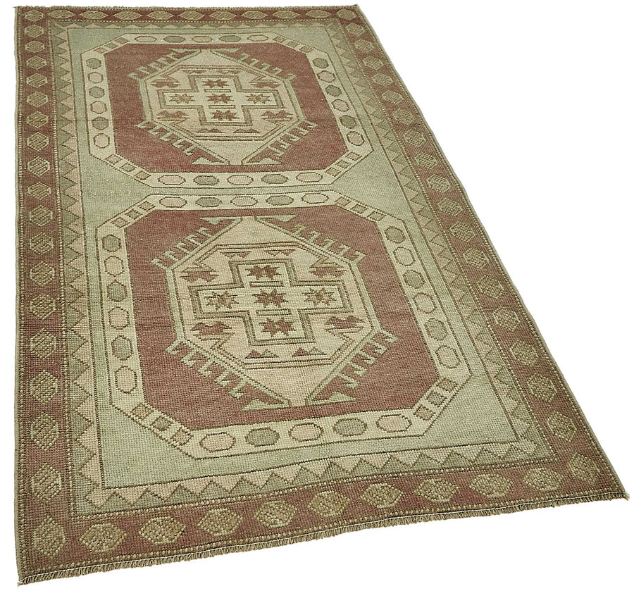 Gekro Geometrik Desenli Kahverengi Bej El Dokuma Halı 104x181 cm – genel görünüm