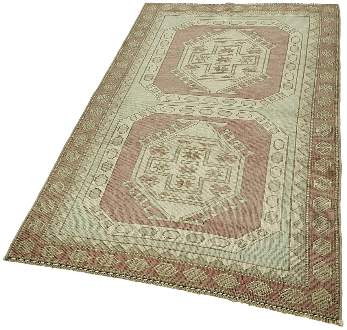 Gekro Geometrik Desenli Kahverengi Bej El Dokuma Halı 104x181 cm – doku yakın çekim