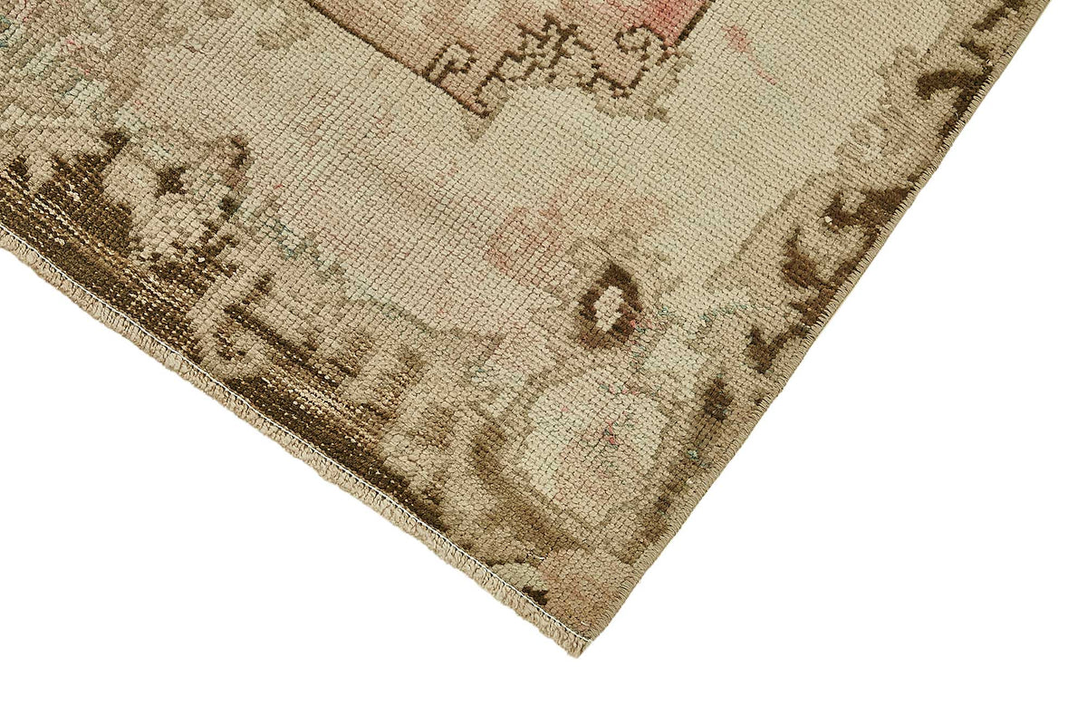 Tapis vintage Gekro tissé à la main, beige et rouge, motif médaillon 106x212 cm – vue détaillée