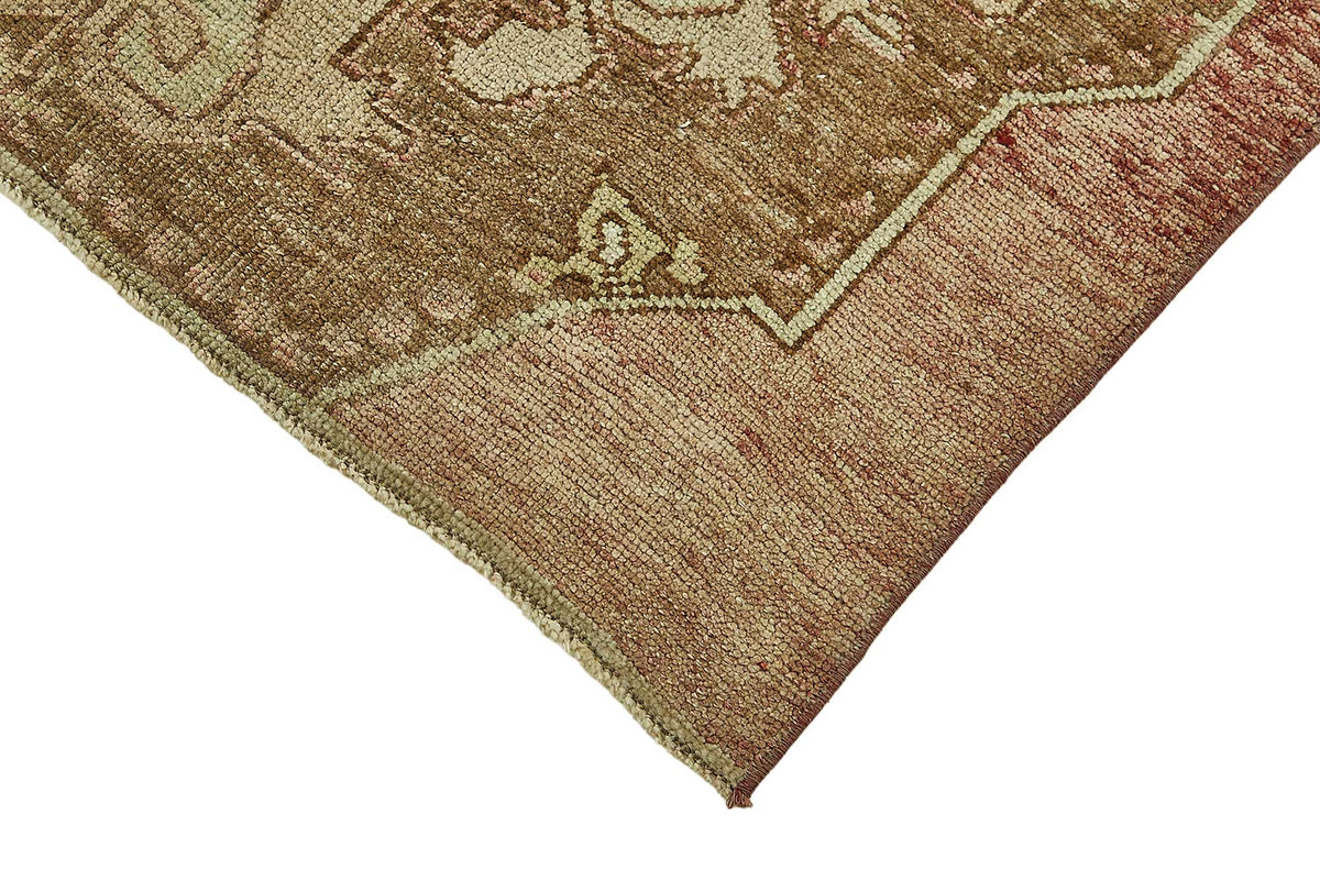 Gekro Kahverengi Bej Madalyon Desenli Vintage Yün Halı 100x180 cm – detay görünümü