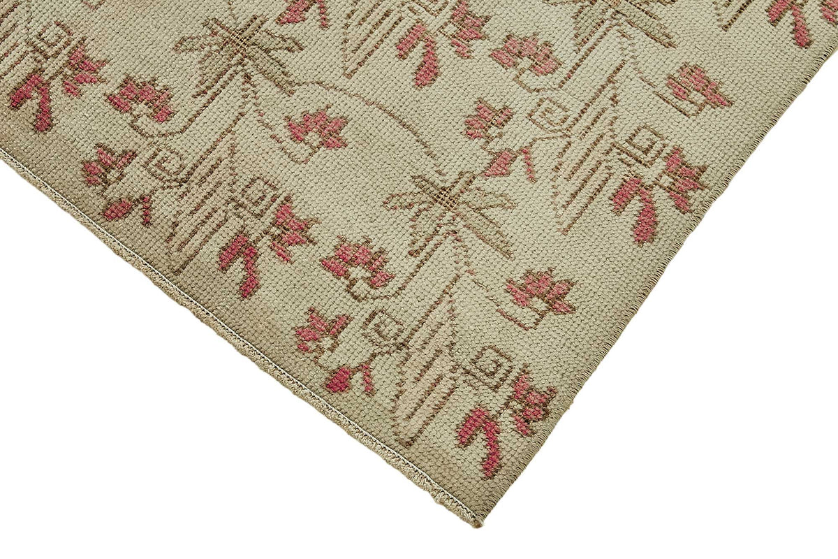 Gekro Vintage Anadolu Halısı Bej ve Pembe Çiçek Desenli 116x209 cm 49933 – detay görünümü