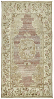 Kavale El Dokuma Bej Çiçek Desenli Düz Dokuma Halı 142x255 cm 49934