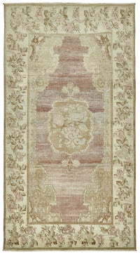 Kavale El Dokuma Bej Çiçek Desenli Düz Dokuma Halı 142x255 cm 49934