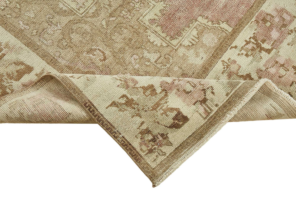 Kavale El Dokuma Bej Çiçek Desenli Düz Dokuma Halı 142x255 cm 49934 – kenar detayı