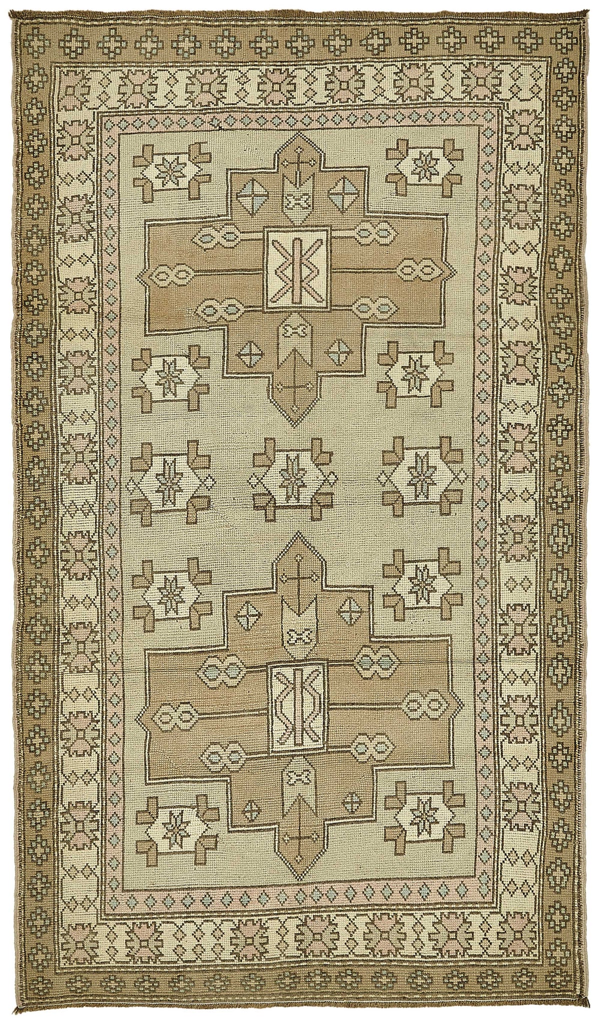 Gekro Bej Halı El Dokuma Madalyon Desenli 134x237 cm 49936