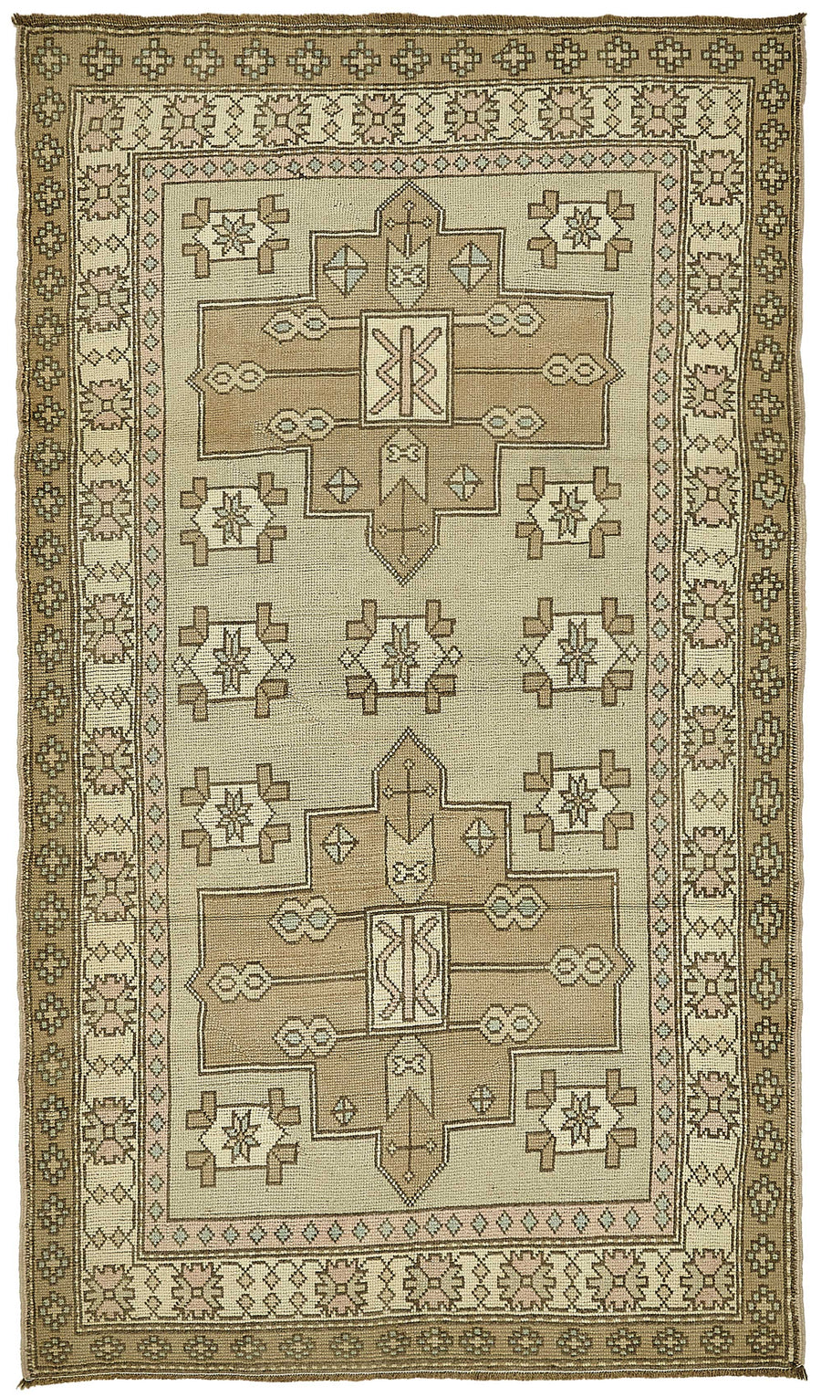 Gekro Bej Halı El Dokuma Madalyon Desenli 134x237 cm 49936