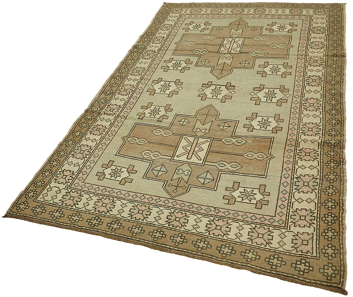 Gekro Bej Halı El Dokuma Madalyon Desenli 134x237 cm 49936 – doku yakın çekim