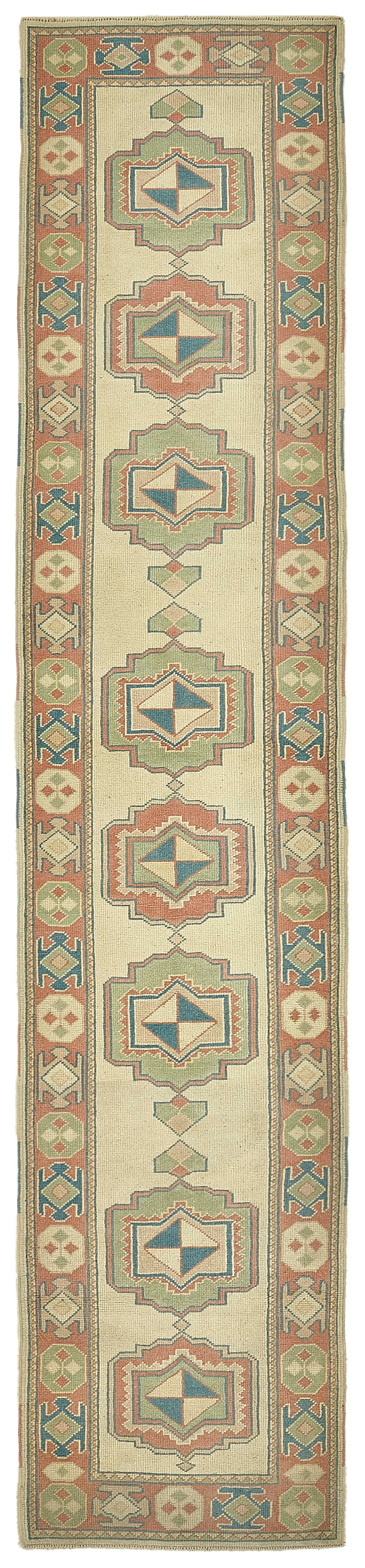 Kovena Madalyon Göbekli Bej ve Kırmızı Dokuma Yolluk 78x367 cm 49939