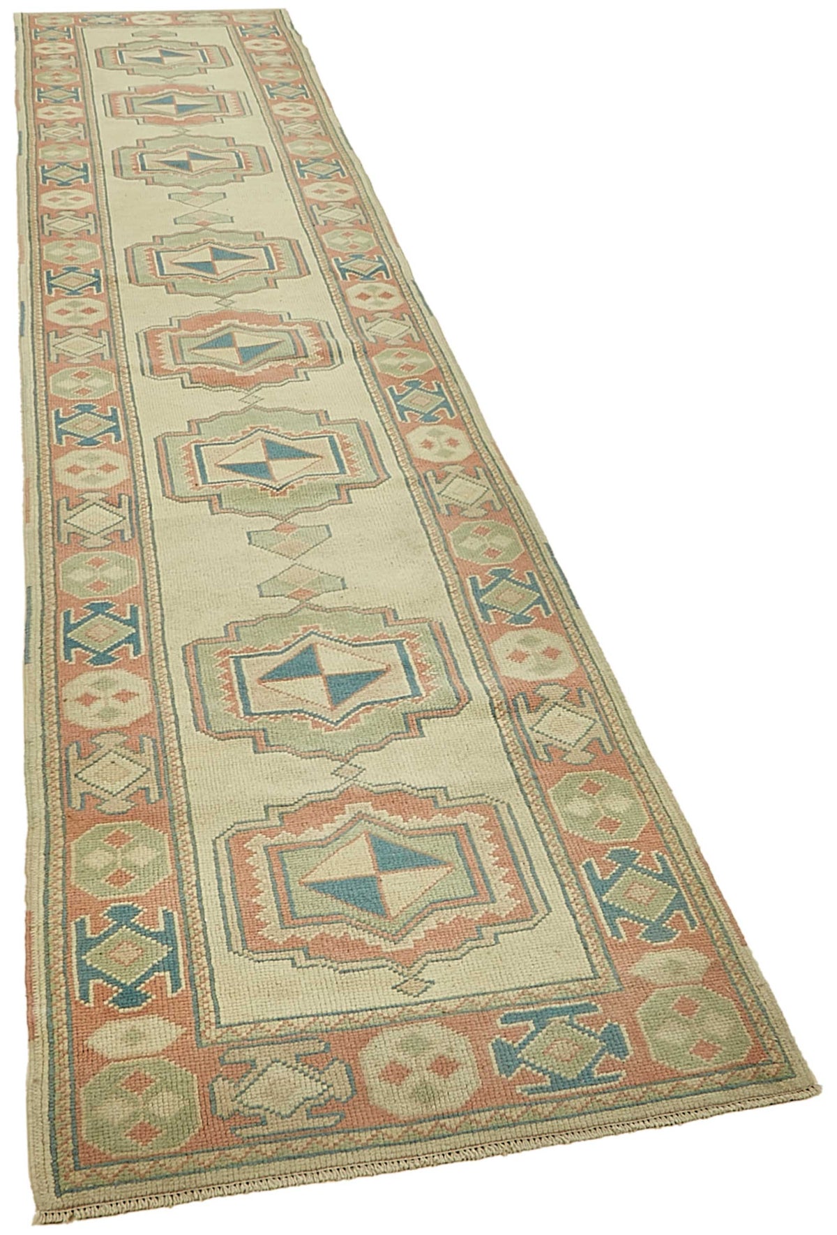 Kovena Madalyon Göbekli Bej ve Kırmızı Dokuma Yolluk 78x367 cm 49939 – genel görünüm