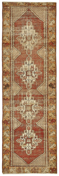 Kovena Geometrik Desenli Kırmızı Etnik Yolluk Halı 95x291 cm